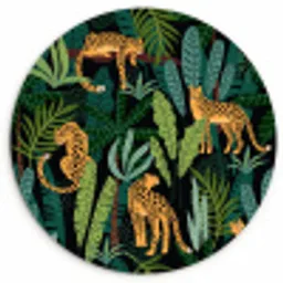 Jungle - Panter - Patronen - Jongens - Meiden - Planten Wandcirkel kunststof plaat 5mm dik klein -3d