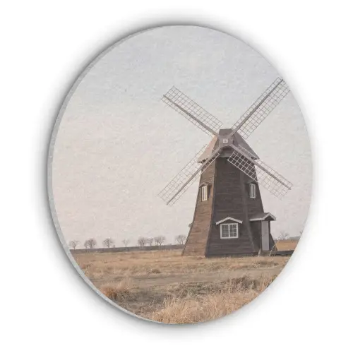 Windmolens - Landschap - Veld Akoestische PET Vilt - Rond klein -3d