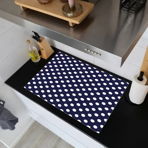 Oceaan - Stippen - Blauw - Wit Inductie beschemer met haakjes klein 777 -sfeer1