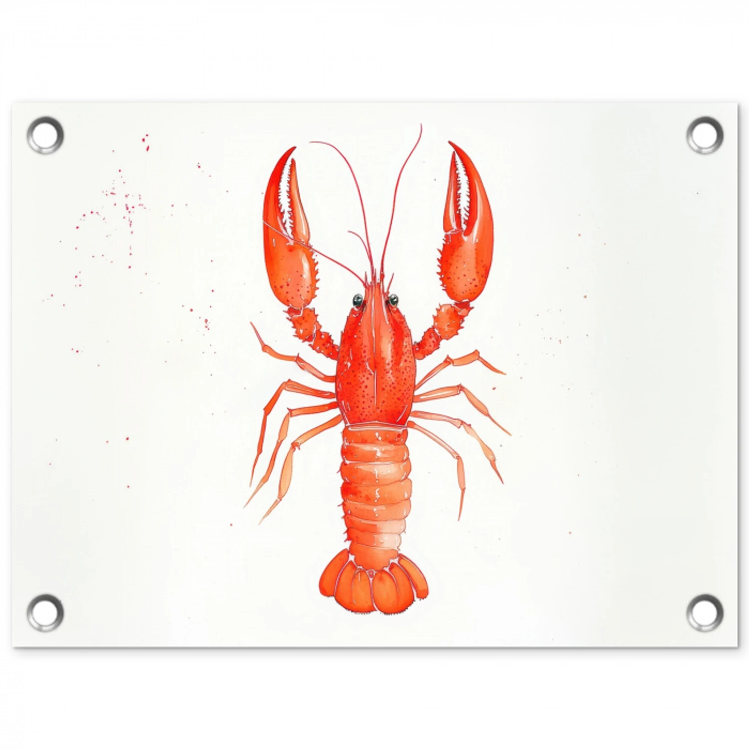 Kreeft - Waterverf - Aquarel - Oranje tuinposter los doek klein -3d