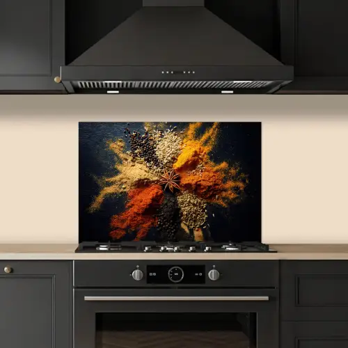 Specerijen - Explosie - Oranje keuken achterwand spatscherm klein -sfeer1