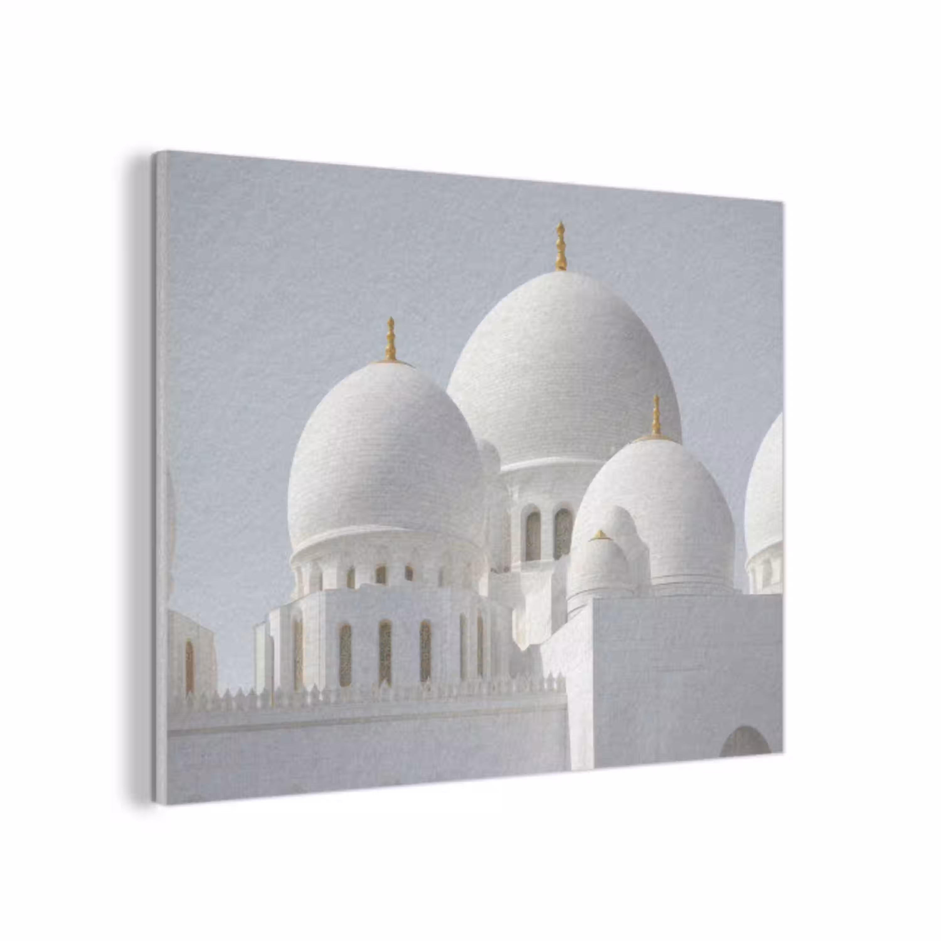 Witte koepels - Helderblauwe lucht - Gouden ornamenten PET vilt klein -3d