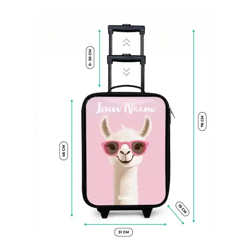 Lama - Wit - Zonnebril - Wimpers Kinderkoffer - Zwart klein -productfoto_formaten