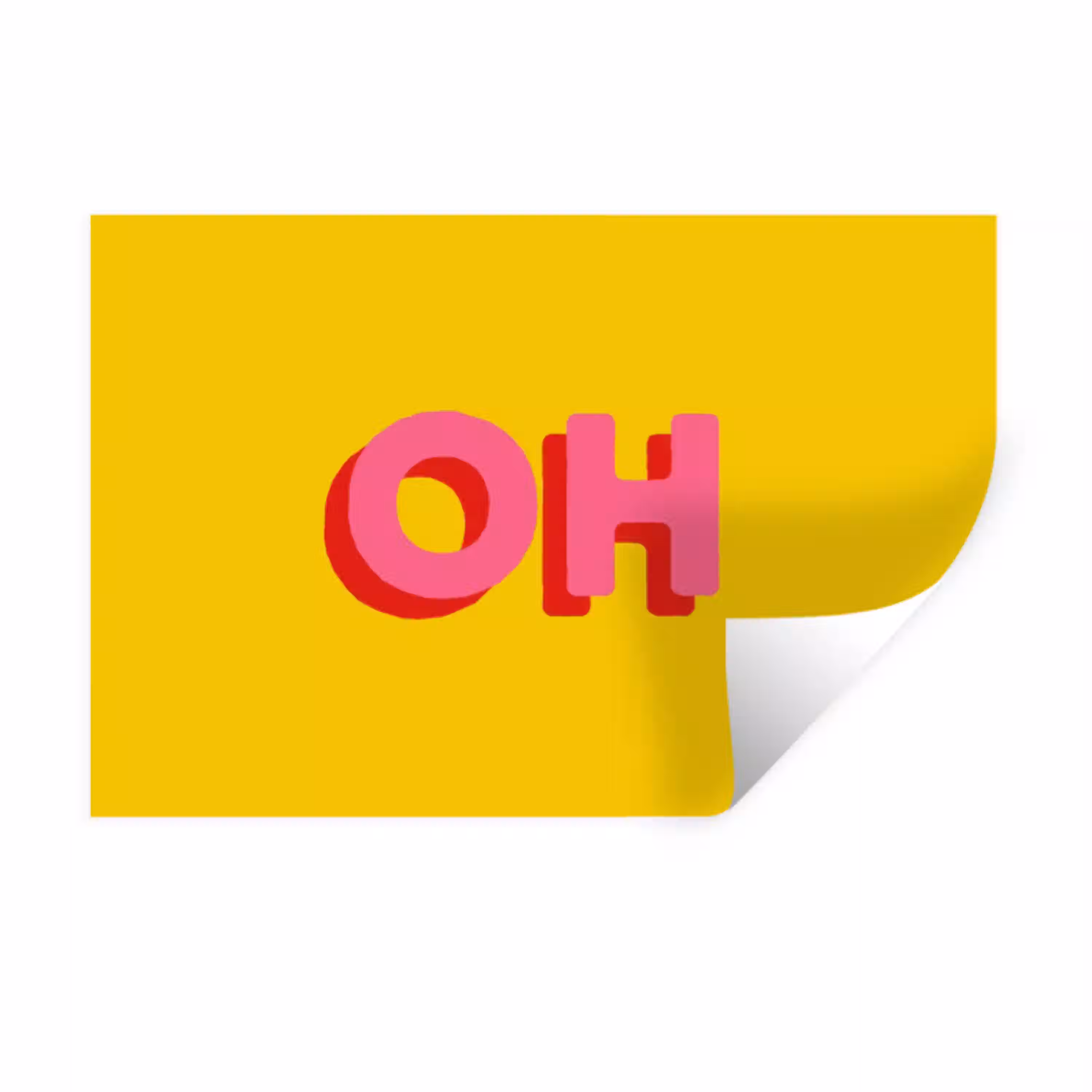 Geel - Roze - Oh - 3D Muursticker klein -3d