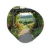 Doorkijk - Landschap - Natuur - Tuinboog - Bloemen Wandcirkel Organisch Plexiglas middel -3d