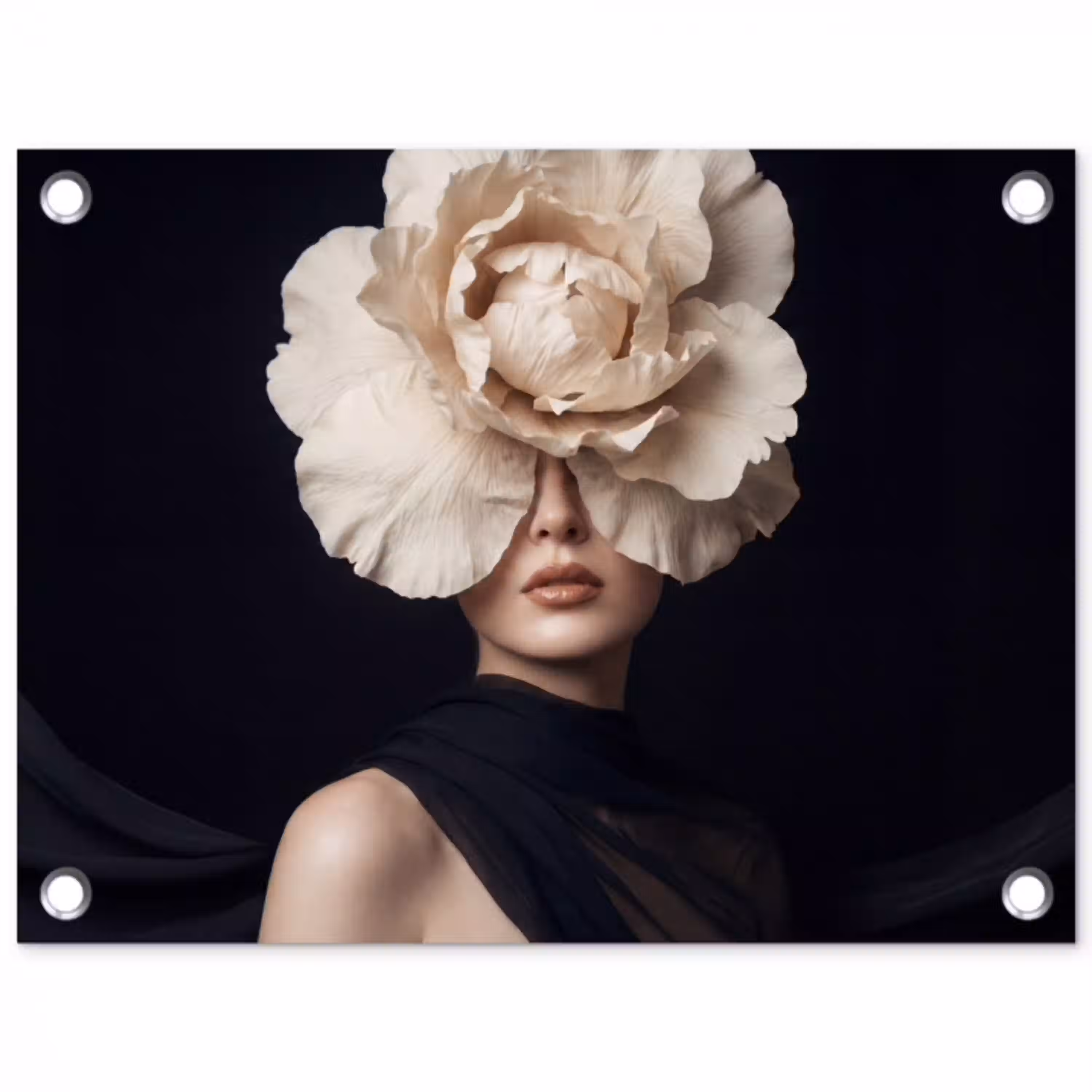 Roos - Tijdloos - Zwart tuinposter los doek klein -3d