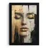 Abstract - Goud - Gezicht - Lippen fotolijst zwart zonder passe partout klein -3d