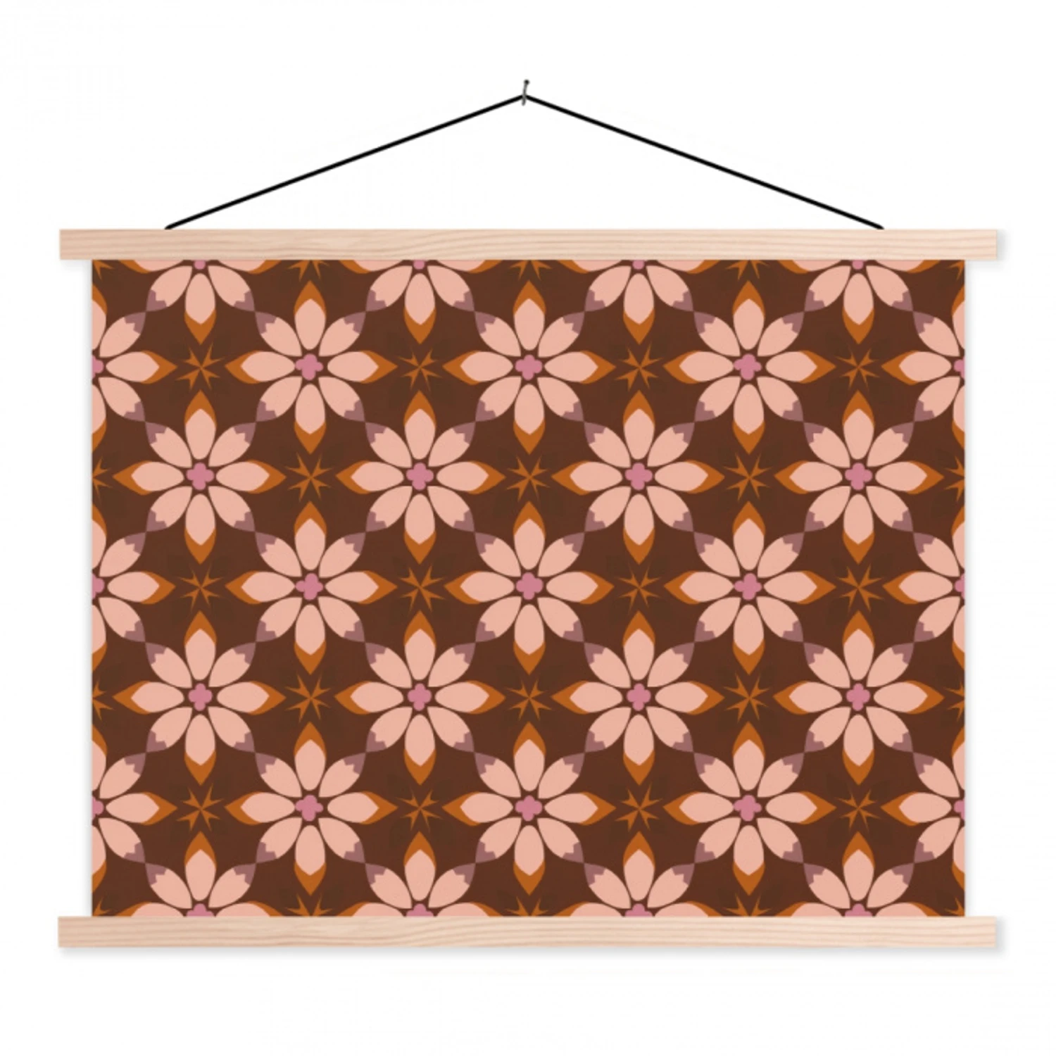 Klassiek - Retro - Bruin textielposter latten blank klein 122 -3d