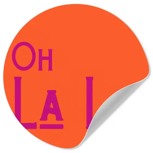 Oh la la - Oranje - Roze - Scheeflettertype Wandcirkel behangsticker klein -3d