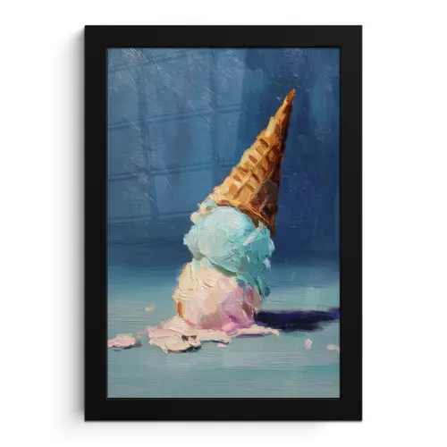 Ijshoorn - Bolletjes - Smelt - Roze fotolijst zwart zonder passe partout klein -3d