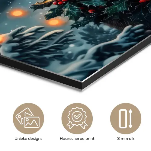 Hert - Kerst - Winter - Sneeuw - Kerstkrans aluminium wit klein -closeup_NL