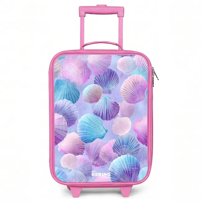 Kids’ Suitcase - Pink - Colored shells on a purple background