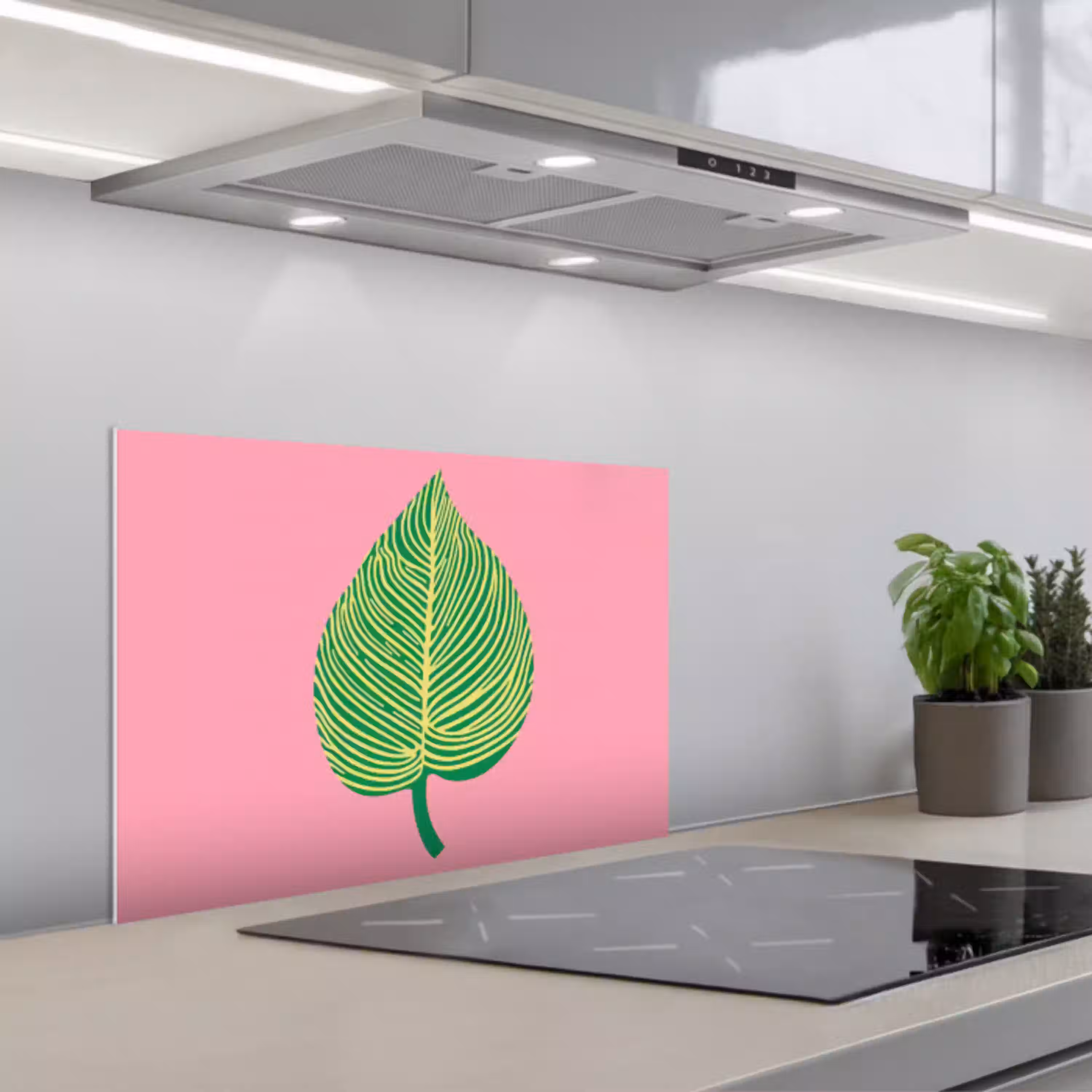 Illustratie - Blad - Minimalistisch - Groen keuken achterwand spatscherm klein -3d_schuin