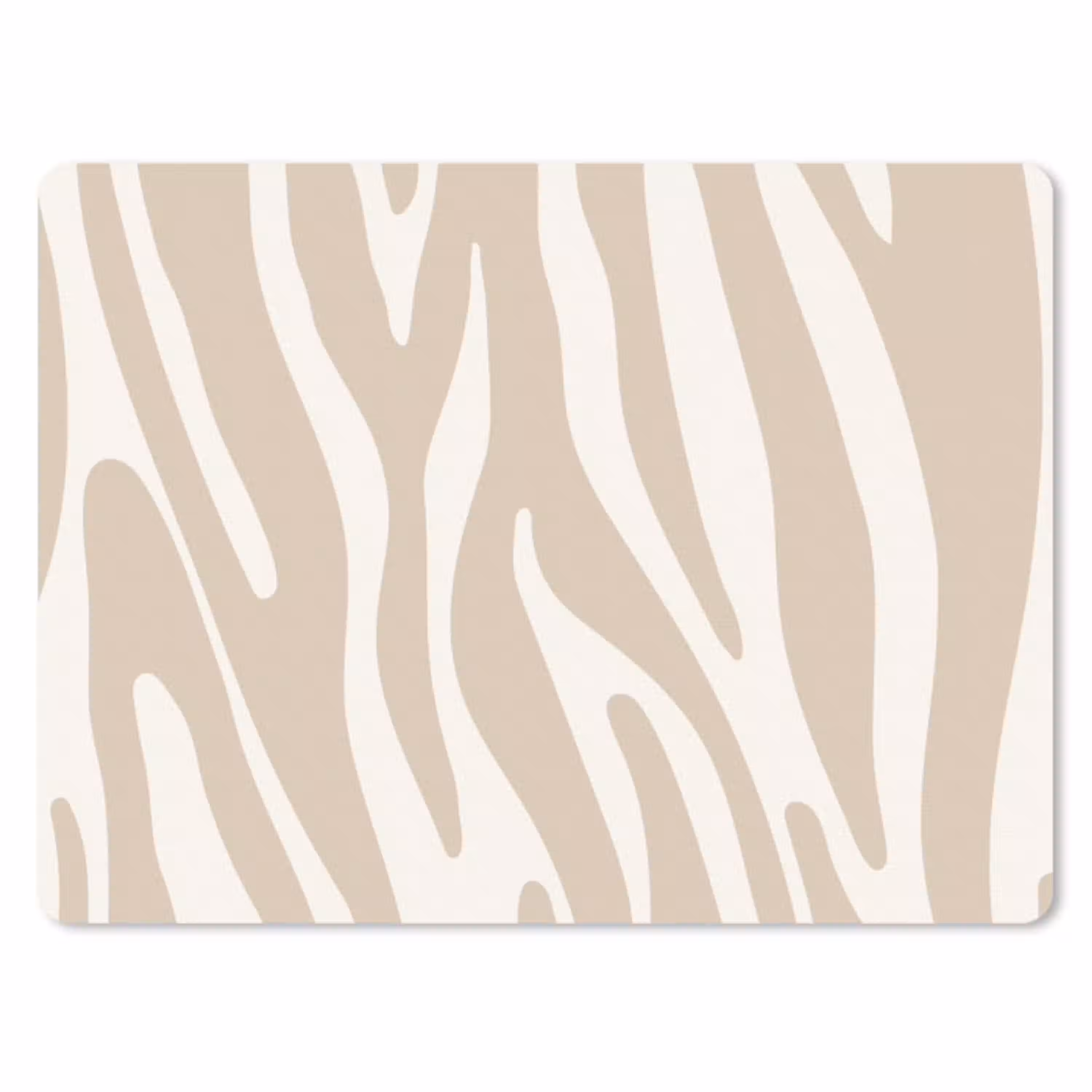 Zebraprint - Beige - Wit - Dierenprint muismat rubber klein -3d