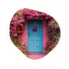 Bloemen - Deur - Roze Wandcirkel Organisch Plexiglas middel -3d