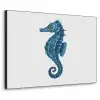 Zeepaardje - Staart - Blauw Textielframe zwart klein -3d