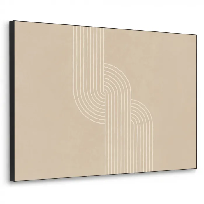 Parallelle lijnen - Lichte textuur - Beige Textielframe - compleet frame klein -3d