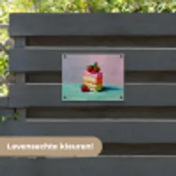 Taartje - Aardbeien - Glazuur - Kleurrijk tuinposter los doek klein -sfeer3