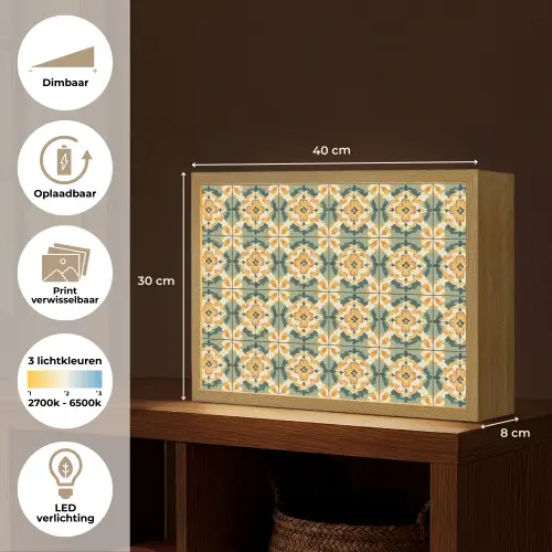 Keramiek - Verweerd - Kleurrijk Light Box met batterij (Wandlamp) middel 907 -USP_websiteoverzichtNL