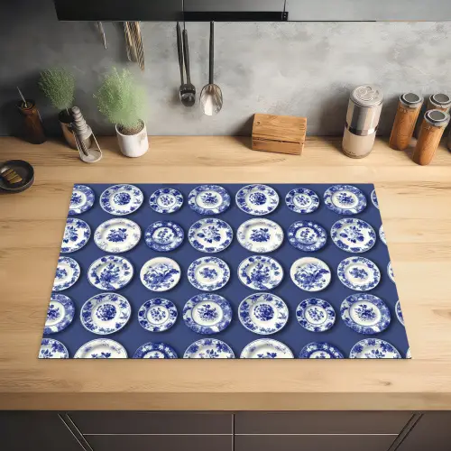 Borden - Floraal - Blauw Inductie beschermer vinyl 3mm klein 276 -sfeer5