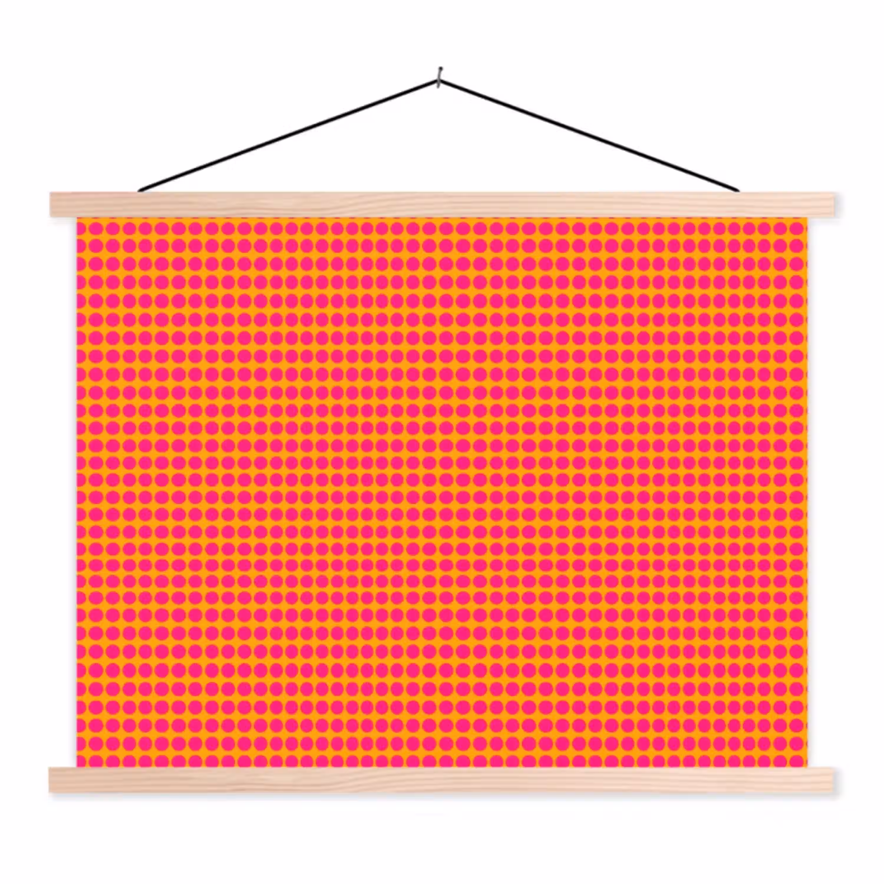 Modern - Stippen - Oranje textielposter latten blank klein 122 -3d