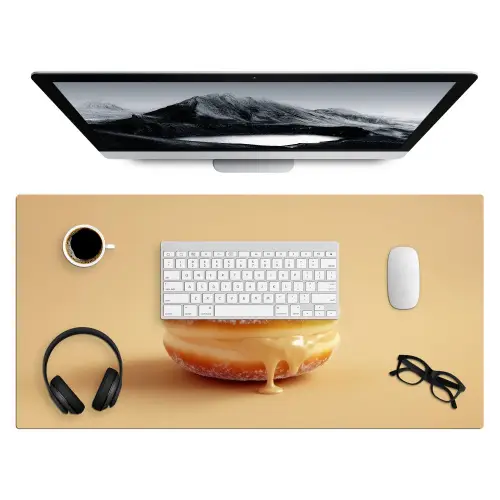 Donut - Romig - Poedersuiker - Beige Muismat XXL klein -3d