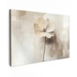 Bloem - Beige - Verf - Schaduw Tuinposter op houten frame 2 cm dik klein -3d