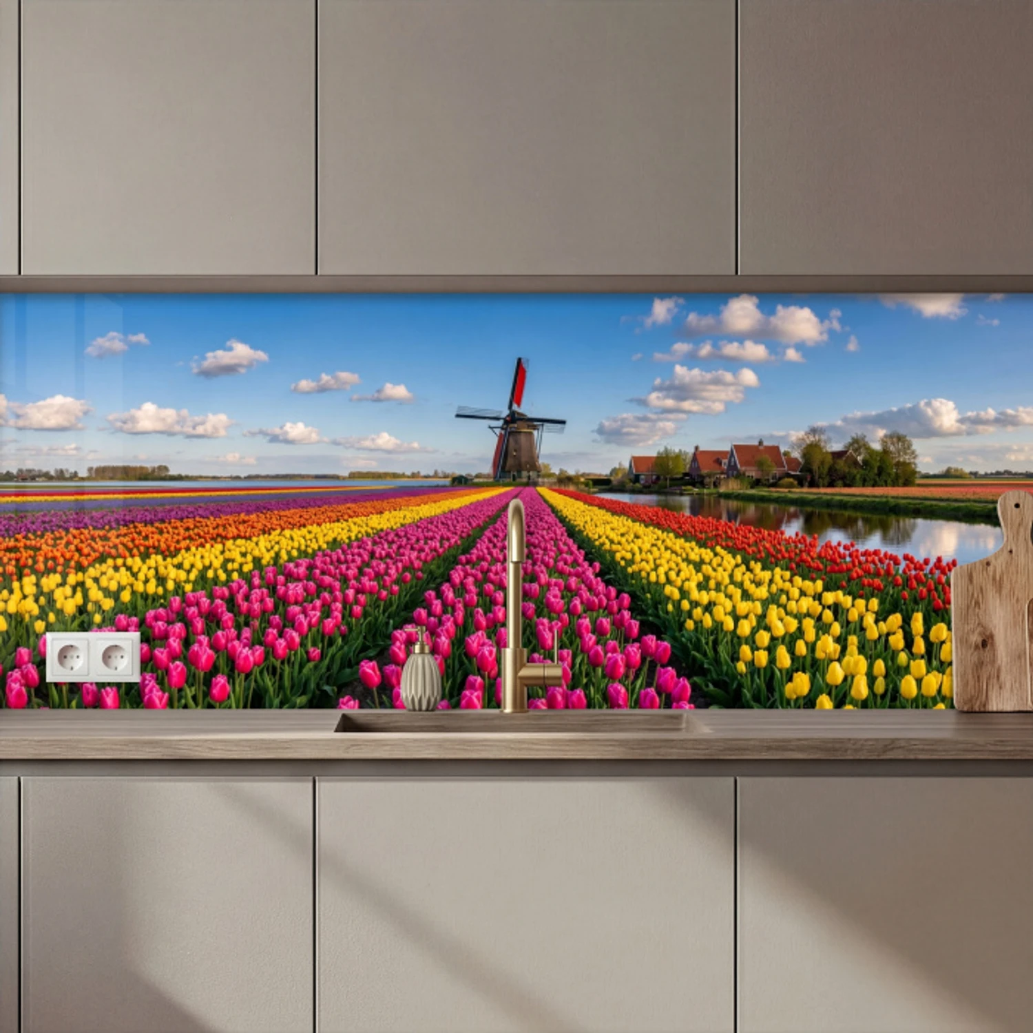 Tulpen - Holland - Molen - Kleurrijk keuken achterwand 2 middel zz_3dshopping