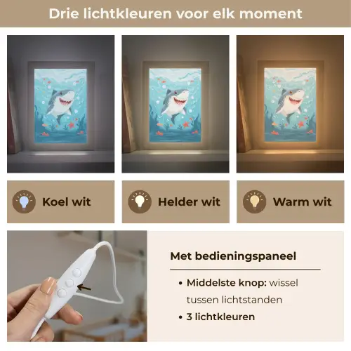 Haai - Vissen - Blauw - Onderwater Light Box met kabel klein -USP_lichtkleurNL