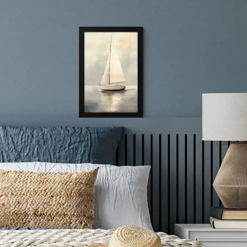 Zeilschip - Zee - Bewolkt fotolijst zwart zonder passe partout klein -sfeer3
