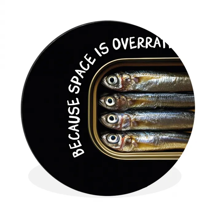 Sardines - Tekst - Vis - Blik Wandcirkel aluminium klein -3d