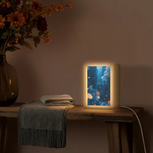 Koraalrif - Vissen - Oceaan - Blauw Light Box met kabel (Tafellamp) klein -sfeer4