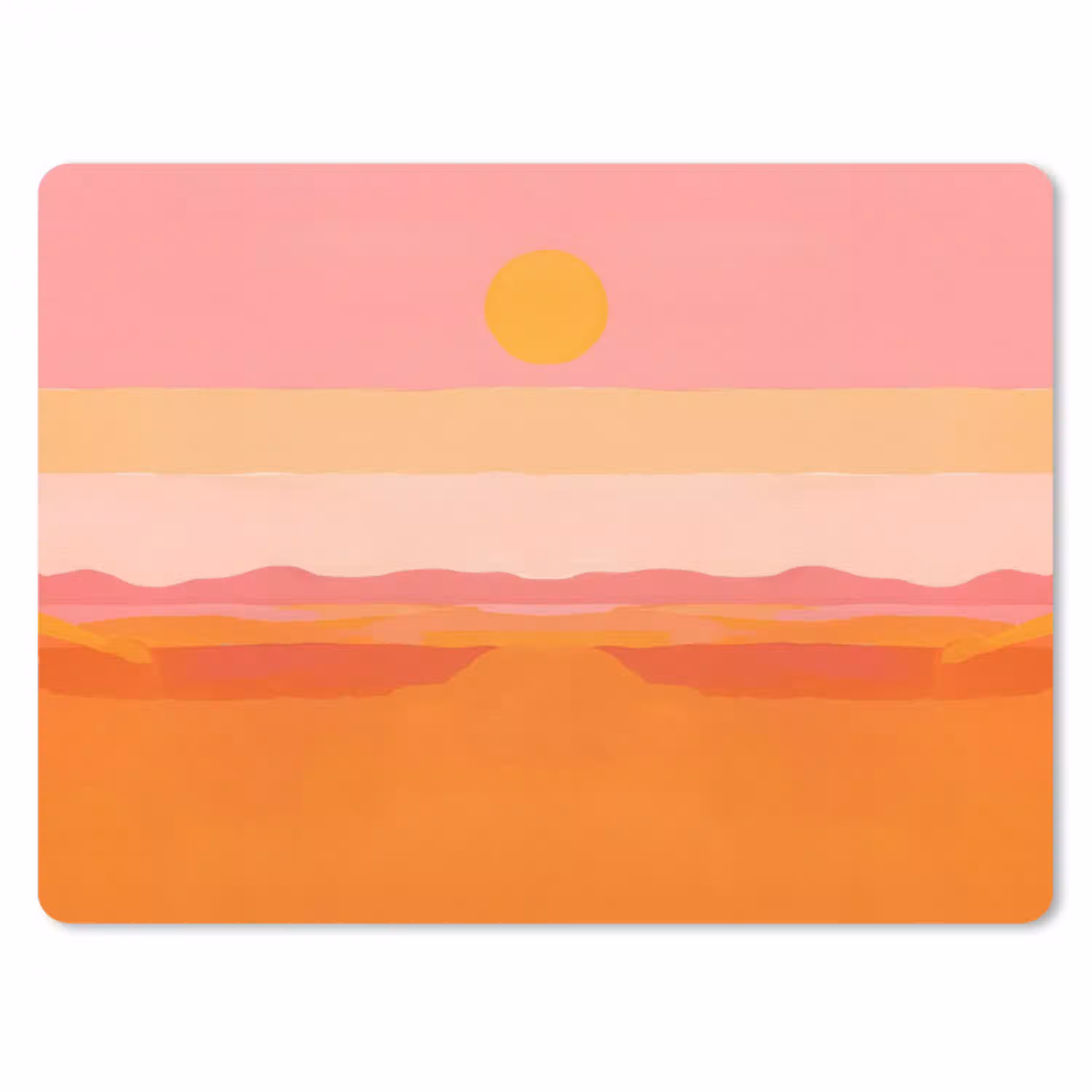 Zon - Abstract - Landschap - Oranje muismat rubber klein -3d