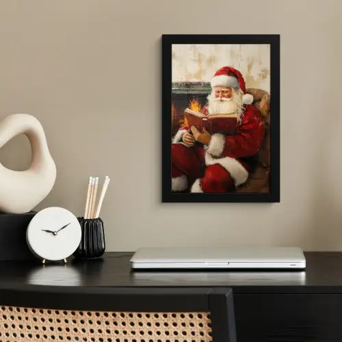 Kerst - Kerstman - Winter - Open Haard fotolijst zwart zonder passe partout klein -sfeer1