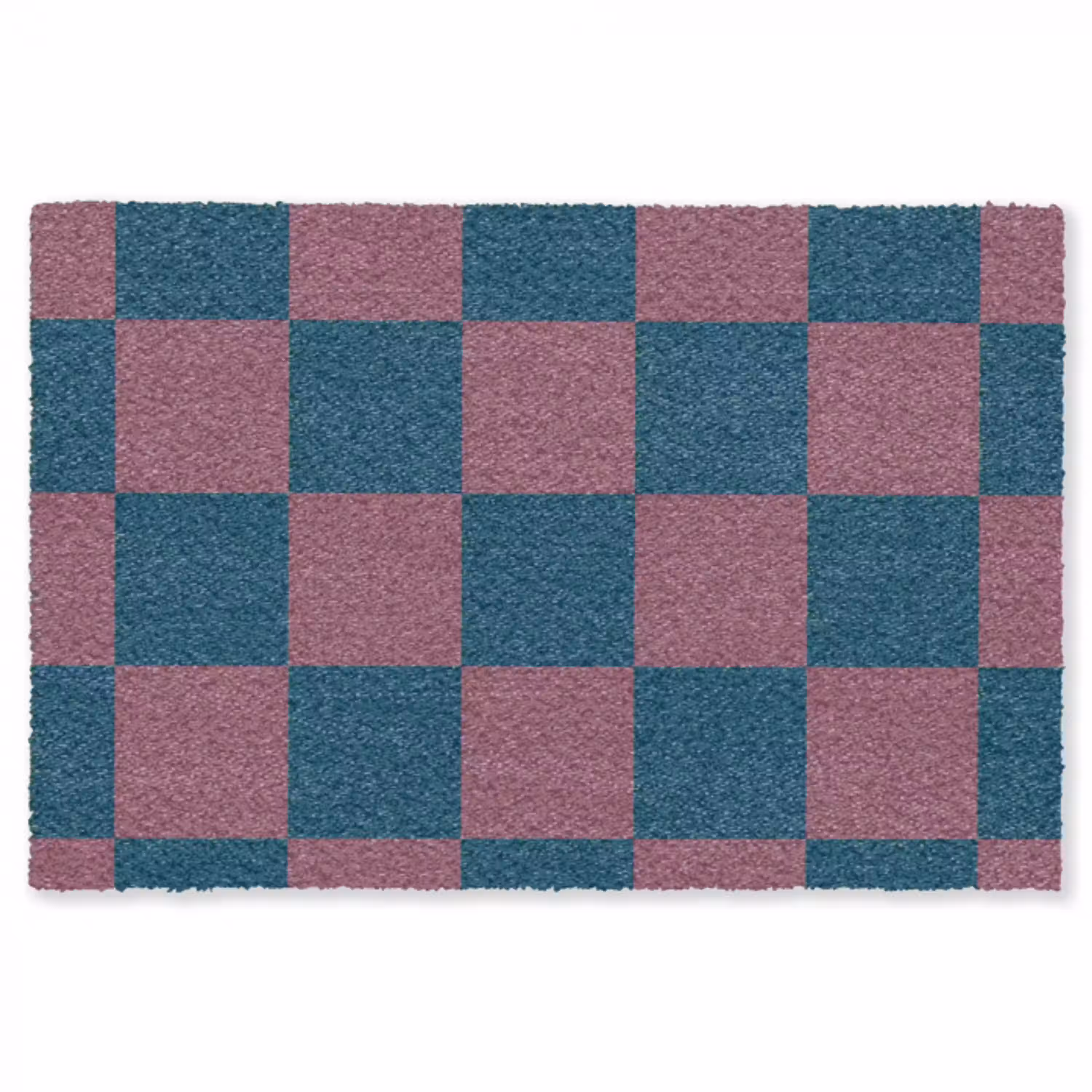 Schaakbord print - Blauw - Rood - Blokjes Vloerkleed Rechthoek klein -3d