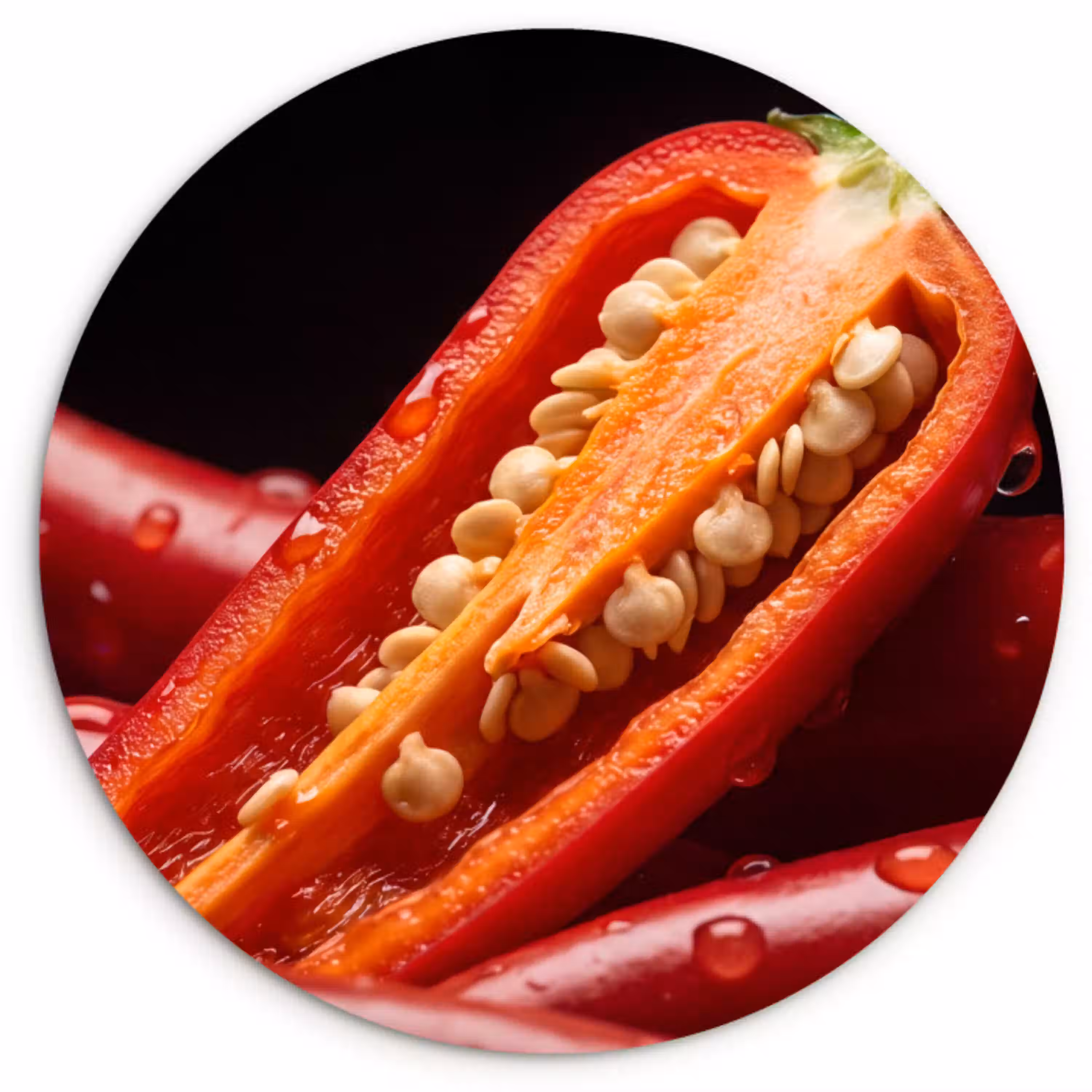 Chilipeper - Rood - Eten Wandcirkel kunststof plaat 5mm dik klein -3d