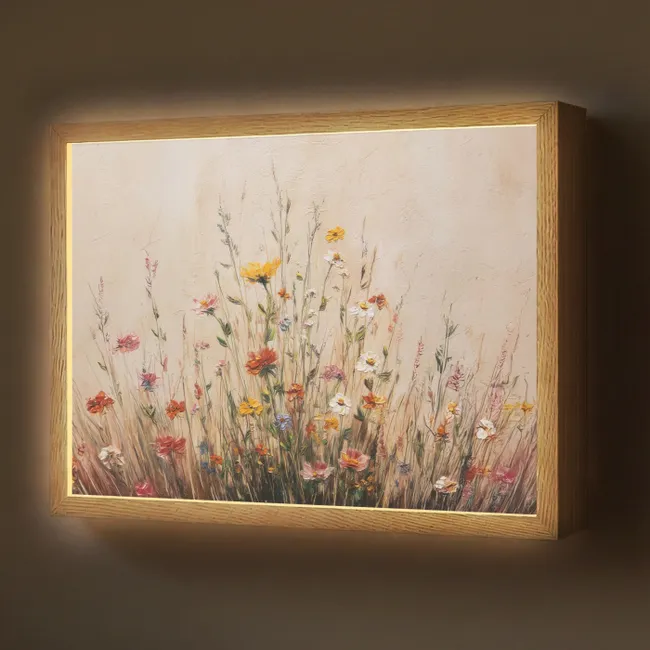 Lightbox - Wandlamp - Wilde bloemen - Penseelstreken - Rustgevend