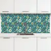 Retro - Bloemen - Patronen - Blauw keuken achterwand 2 middel 871 -3d