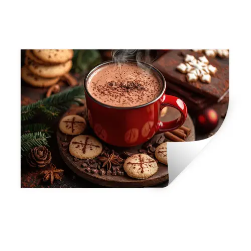 Chocolademelk - Mok - Winter - Kerst - Gezelligheid Muursticker klein -3d