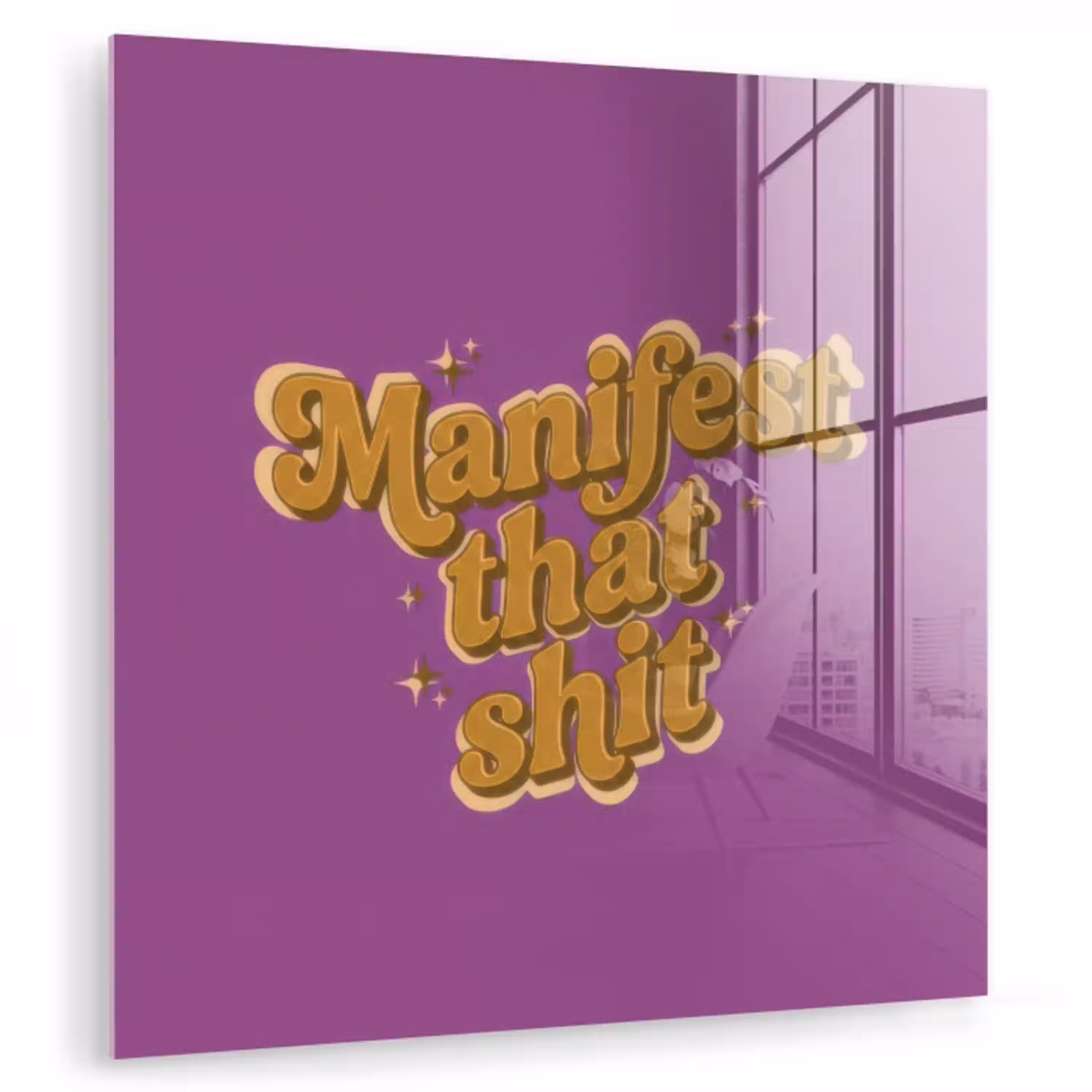 Manifest that shit - Paars - Glitter plexiglas 5mm klein -zzzproduct_nieuw