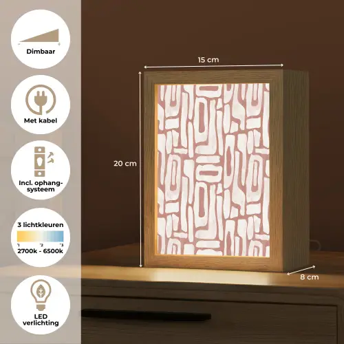 Roze - Wit - Organisch Light Box met kabel (Tafellamp) klein 925 -USP_NL