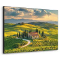 Toscane - Landschap - Wijngaarden Textielframe zwart klein -3d