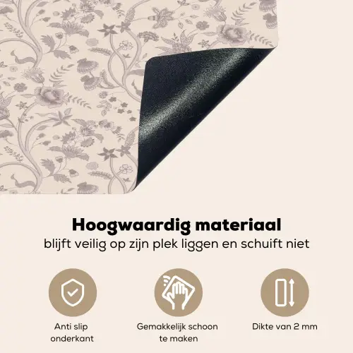 Patroon - Bloemen - Paars Inductie beschemer met haakjes klein 777 -ky-onderkant-nl