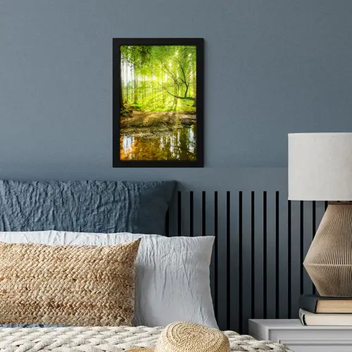 Bos - Landschap - Water - Bomen - Zon - Groen - Natuur fotolijst zwart zonder passe partout klein -sfeer3