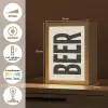 Beer - Vintage - Zwart - Beige Light Box met kabel (Tafellamp) klein -USP_NL
