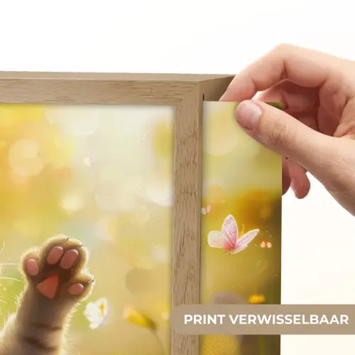 Kitten - Dier - Natuur - Bloemen Light Box met batterij (Wandlamp kind) middel -USP_websiteprintNL