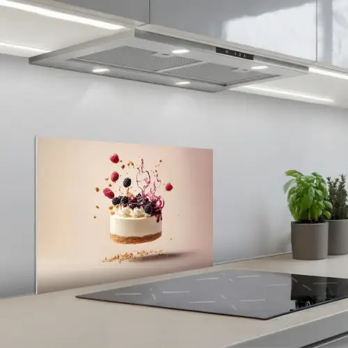 Cheesecake - Eten - Roze - Taart keuken achterwand spatscherm klein -3d_schuin