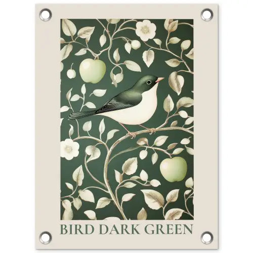 Groen - Vogel  - Bloemen tuinposter los doek klein -3d