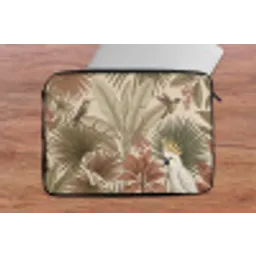 Tropisch - Vogels - Beige laptophoes neopreen klein -tafel