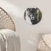 Panter - Zwart - Abstract - Verfstreken Akoestische PET Vilt - Rond klein -sfeer4